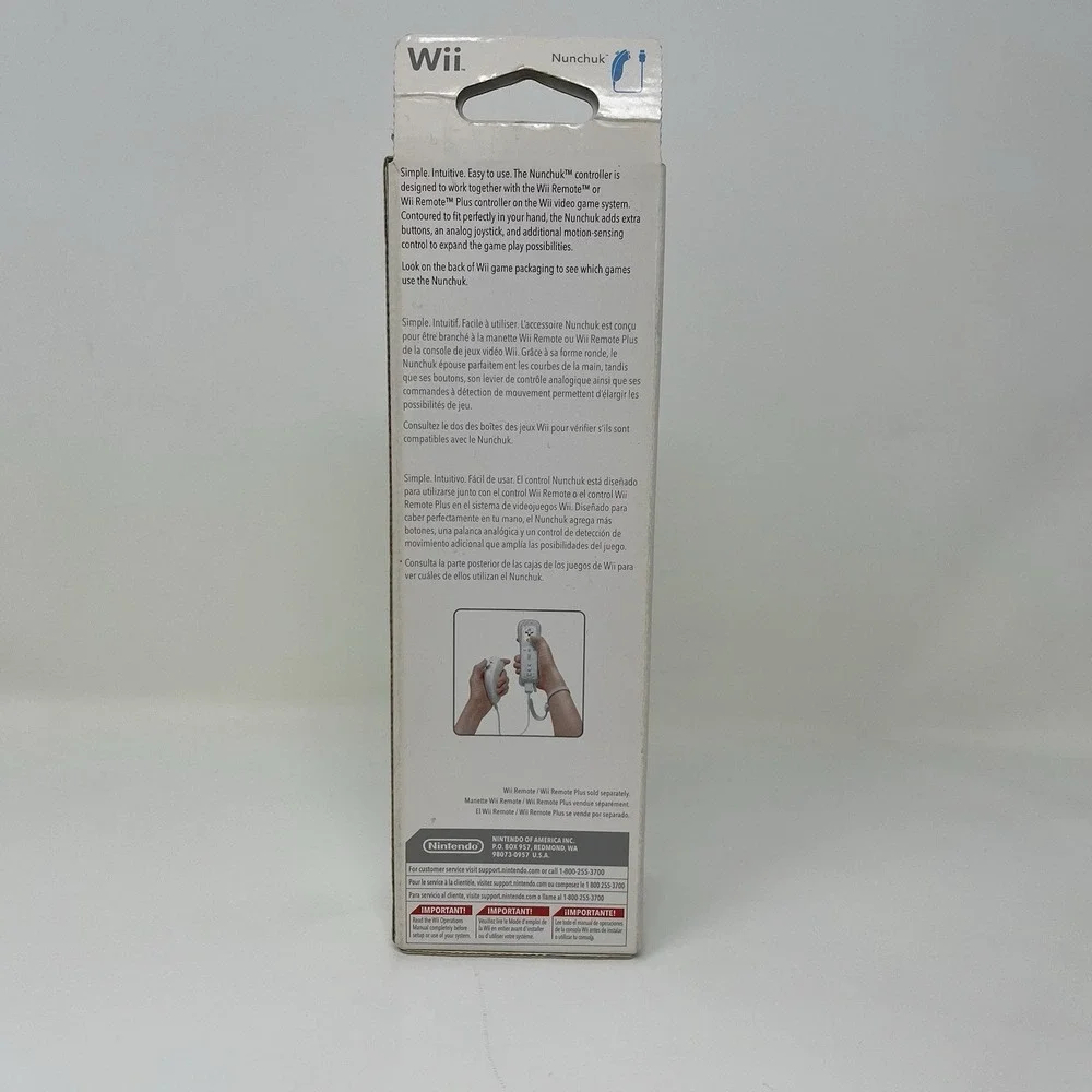 Official Nintendo Wii Nunchuk Controller White RVL-A-FW2-USZ Original Box OEM